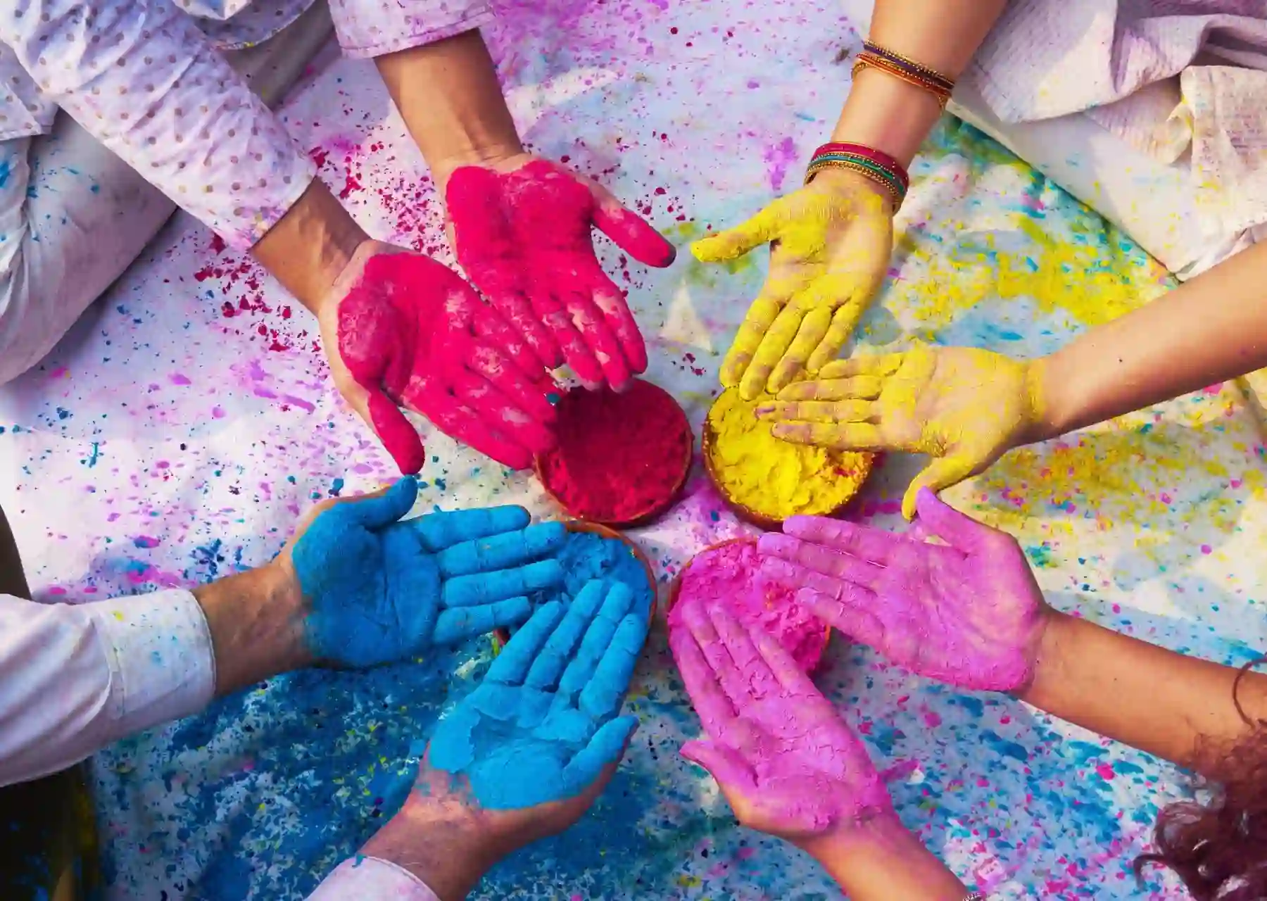 Hand colors of Holi