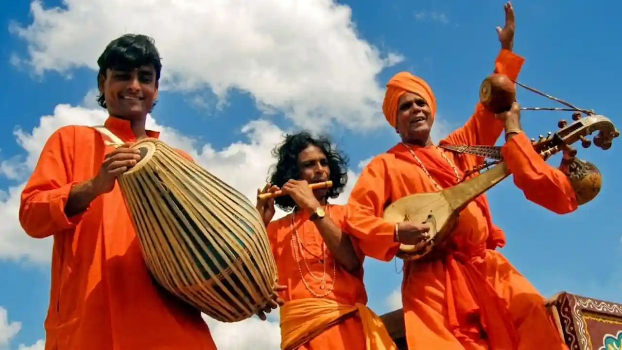 Baul singers performing traditional folk music at Sundarban Hilsa Festival